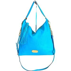 MICHAEL KORS Aqua Blue Leather Hobo w/Tassel & Crossbody, EUC